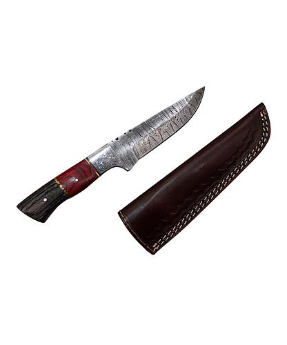 CUCHILLO CAZADOR CON FUNDA DE CUERO BLACK RED BONE 9PULG BC-835-DB