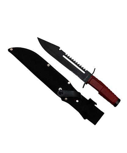 CUCHILLO COMBATE NEGRO CON FUNDA RED WOODGRAIN 13PULG KN 1298-W