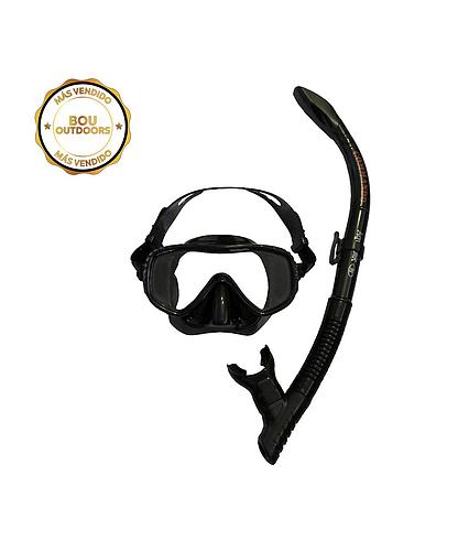 CARETA Y SNORKEL COMANDO AQU-AQC02B-BK