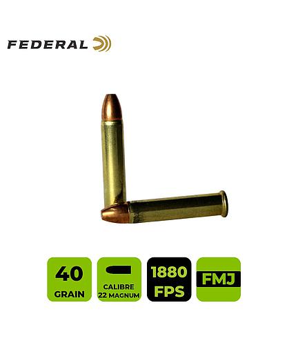 CARTUCHO FEDERAL CAL. 22 MAGNUM FMJ