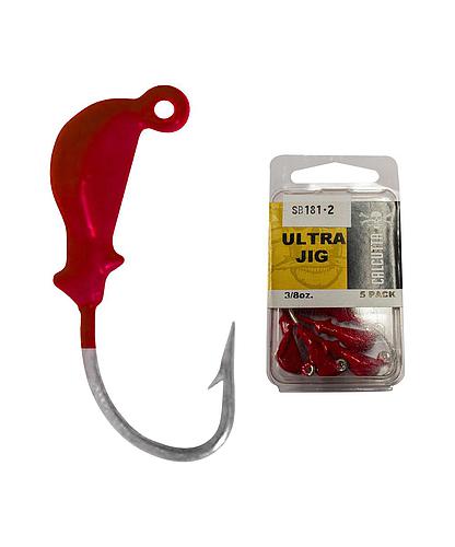 ULTRA JIGHEAD 3/ 8 OZ 4/0 HOOK RED 5/PACK CALCUTTA CUJH4038-9