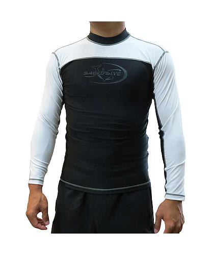 CAMISA RASH GUARD M. LARGA (2XL) NEGRO/CAMOBLANCO