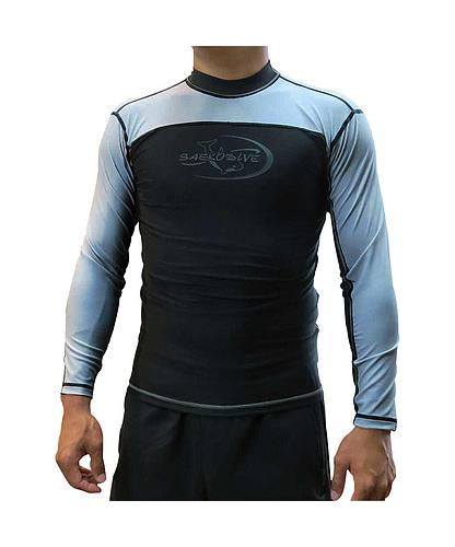 CAMISA RASH GUARD M. LARGA (XL) NEGRO/CAMOGRIS