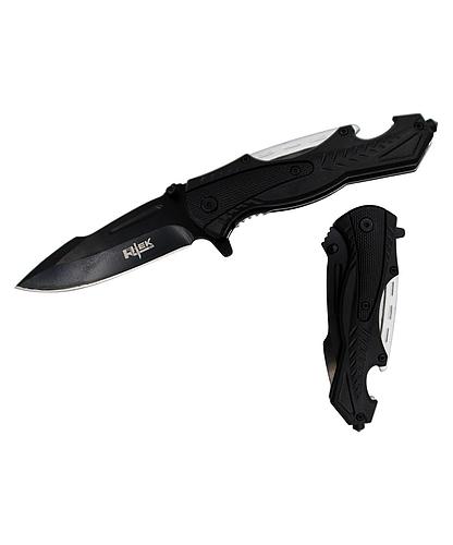 NAVAJA DOBLAR TACTICA 4.5 PULG NEGRA C/ROMPEVIDRIO & DESTAPADOR RT 110374-BK