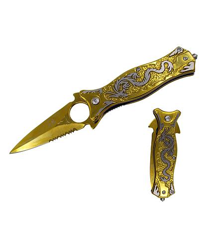 NAVAJA DOBLAR DRAGON DESIGN HANDLE 4.5PULG KS 36101-GD