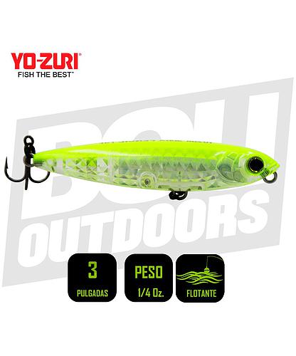 YO-ZURI 3DR-X PENCIL F 75MM 3 PULG 1/4 OZ PRISM CHARTREUSE SILVER R1434-PCLS