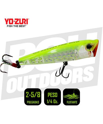 YO-ZURI 3DR-X POPPER 65 MM 2 5/8 PULG 1/4OZ PRISM CHARTREUSE SILVER R1435-PCLS