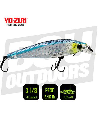 YO-ZURI 3DR-X MINNOW F 80MM 3 1/8 PULG 5/16 OZ PRISM SILVER BLUE R1436-PSB