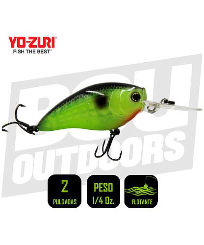 YO-ZURI 3DR-X CRANK MR 50MM 2 PULG 1/4 OZ BLACK BACK CHARTREUSE R1441-BLCL