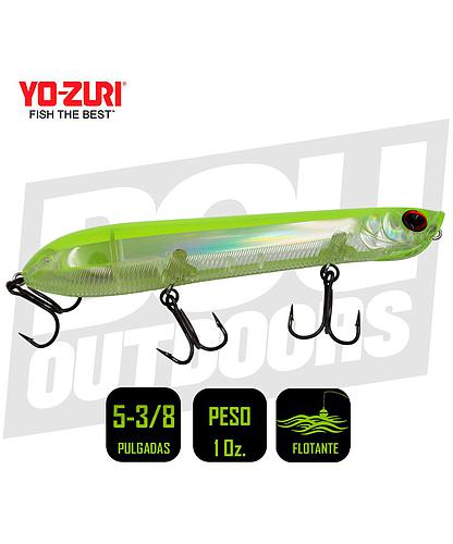 YO-ZURI 3DB PENCIL POPPER F 135MM 5 3/8 PULG 1OZ PRISM CHARTREUSE SILVER R1373-PCLS