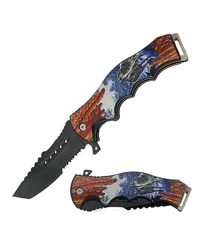 NAVAJA DOBLAR 4.5 PULG WOOD WILD LIFE WOLF C/CLIP KN 1988-W